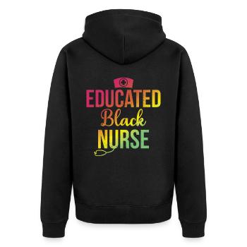 Infirmière noire éduquée pour les fiers - Veste à capuche bio Premium Unisexe - noir - Dos - Nico (187cm)