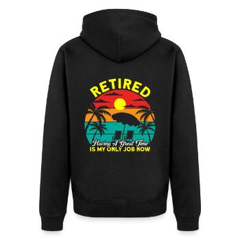 Ruhestand Rente Rentner Rente 2022 Geschenk - Unisex Premium Bio Zip Hoodie - Schwarz - Hinten - Nico (187cm)