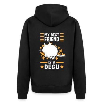 Degu is my friend rodent Chile Degus - Unisex Premium Organic Zip Hoodie - black - Back - Nico (187cm)