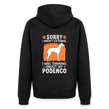 An Podenco gedacht Spanien Jagdhund - Unisex Premium Bio Zip Hoodie - Schwarz - Hinten - Nico (187cm)