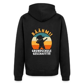 Grundschule geschafft Absolvent Abgänger - Unisex Premium Bio Zip Hoodie - Schwarz - Hinten - Nico (187cm)