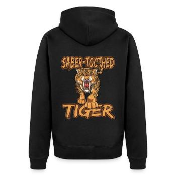 Säbelzahntiger Geschenke Raubkatze Steinzeit für - Unisex Premium Bio Zip Hoodie - Schwarz - Hinten - Nico (187cm)