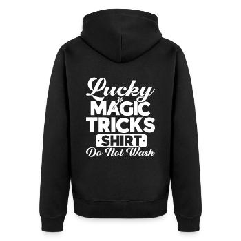 Magician Party Magic Tricks Performer Magician - Unisex Premium Bio Zip Hoodie - Schwarz - Hinten - Nico (187cm)