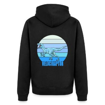 Velociraptor für einen Dino Fan und Dinosaurier - Unisex Premium Bio Zip Hoodie - Schwarz - Hinten - Nico (187cm)