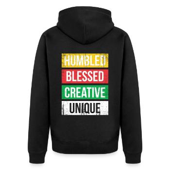 Humbled Blessed Creative Unique For Pride African - Unisex Premium Organic Zip Hoodie - black - Back - Nico (187cm)