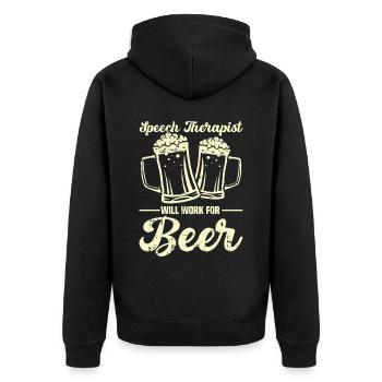 Sprachtherapeut Logopäde Geschenk - Unisex Premium Bio Zip Hoodie - Schwarz - Hinten - Nico (187cm)