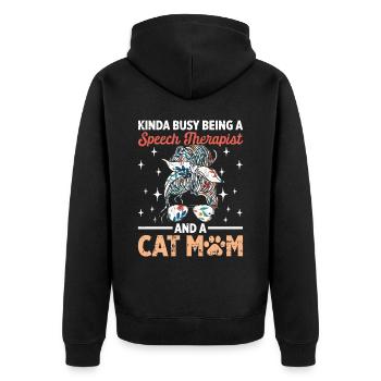 Sprachtherapeut Logopäde Geschenk - Unisex Premium Bio Zip Hoodie - Schwarz - Hinten - Nico (187cm)