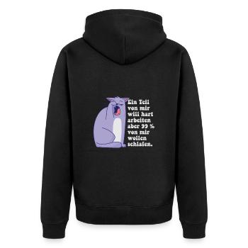 Ein part von mir möchte hart arbeiten - Unisex Premium Bio Zip Hoodie - Schwarz - Hinten - Nico (187cm)