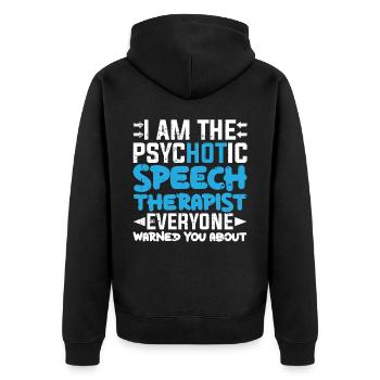 Sprachtherapeut Logopäde Geschenk - Unisex Premium Bio Zip Hoodie - Schwarz - Hinten - Nico (187cm)