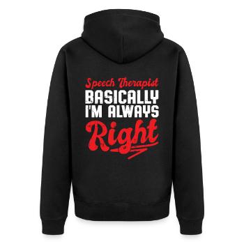 Sprachtherapeut Logopäde Geschenk - Unisex Premium Bio Zip Hoodie - Schwarz - Hinten - Nico (187cm)