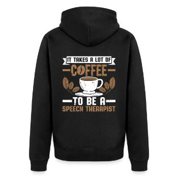 Sprachtherapeut Logopäde Geschenk - Unisex Premium Bio Zip Hoodie - Schwarz - Hinten - Nico (187cm)