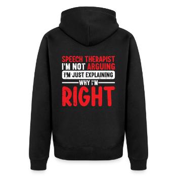 Sprachtherapeut Logopäde Geschenk - Unisex Premium Bio Zip Hoodie - Schwarz - Hinten - Nico (187cm)