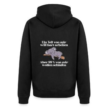 Ein part von mir möchte hart arbeiten - Unisex Premium Bio Zip Hoodie - Schwarz - Hinten - Nico (187cm)