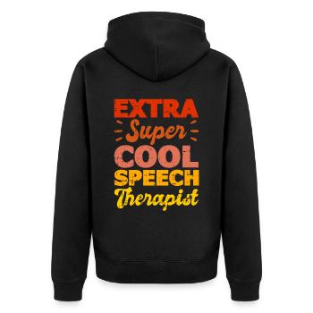 Sprachtherapeut Logopäde Geschenk - Unisex Premium Bio Zip Hoodie - Schwarz - Hinten - Nico (187cm)