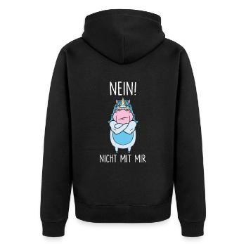 Nein nicht mit mir - Unisex Premium Bio Zip Hoodie - Schwarz - Hinten - Nico (187cm)