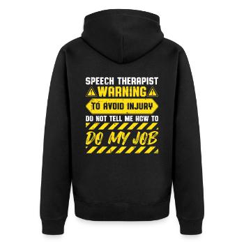 Sprachtherapeut Logopäde Geschenk - Unisex Premium Bio Zip Hoodie - Schwarz - Hinten - Nico (187cm)