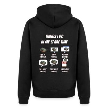 Piranha Geschenk - Unisex Premium Bio Zip Hoodie - Schwarz - Hinten - Nico (187cm)
