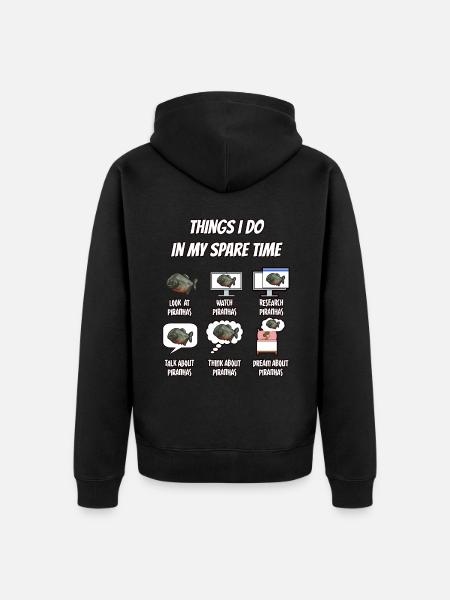 Piranha Geschenk - Unisex Premium Bio Zip Hoodie - Schwarz