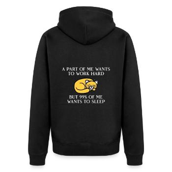 A part of me want to work cat - Unisex Premium Organic Zip Hoodie - black - Back - Nico (187cm)