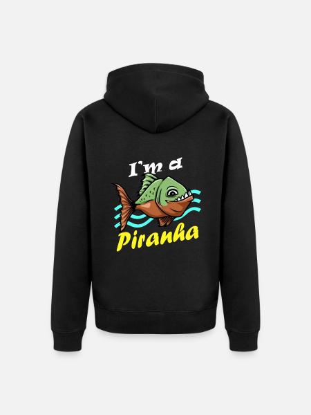 Piranha Geschenk - Unisex Premium Bio Zip Hoodie - Schwarz