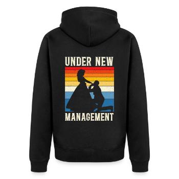 Unter neuer Leitung Bräutigam Hochzeits-Junggesellenabschied - Unisex Premium Bio Zip Hoodie - Schwarz - Hinten - Nico (187cm)