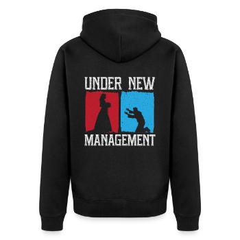 Unter neuer Leitung Bräutigam Hochzeits-Junggesellenabschied - Unisex Premium Bio Zip Hoodie - Schwarz - Hinten - Nico (187cm)