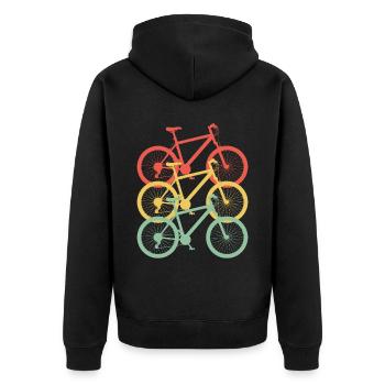 Radfahrer Lustiges Vintage Fahrrad Radfahrer - Unisex Premium Bio Zip Hoodie - Schwarz - Hinten - Nico (187cm)
