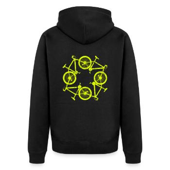 Radfahrer Lustiges Vintage Fahrrad Radfahrer - Unisex Premium Bio Zip Hoodie - Schwarz - Hinten - Nico (187cm)