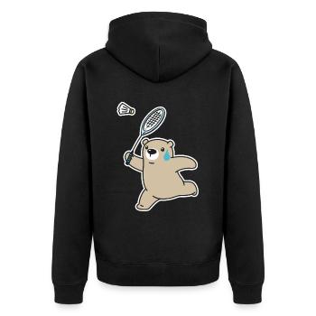 Ours de badminton - Veste à capuche bio Premium Unisexe - noir - Dos - Nico (187cm)