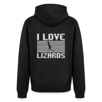 I love lizards - Unisex Premium Bio Zip Hoodie - Schwarz - Hinten - Nico (187cm)