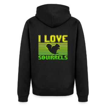 I love squirrels - Unisex Premium Bio Zip Hoodie - Schwarz - Hinten - Nico (187cm)