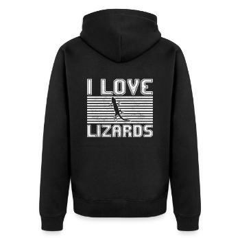 I love lizards - Unisex Premium Bio Zip Hoodie - Schwarz - Hinten - Nico (187cm)