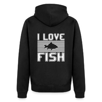 I love fish - Unisex Premium Organic Zip Hoodie - black - Back - Nico (187cm)
