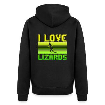 I love lizards - Unisex Premium Bio Zip Hoodie - Schwarz - Hinten - Nico (187cm)
