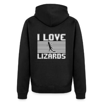 I love lizards - Unisex Premium Bio Zip Hoodie - Schwarz - Hinten - Nico (187cm)