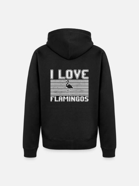I love flamingos - Unisex Premium Organic Zip Hoodie - black