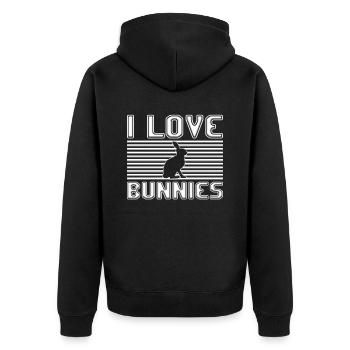 I love bunnies - Unisex Premium Organic Zip Hoodie - black - Back - Nico (187cm)
