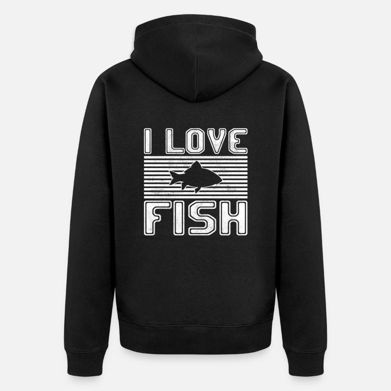 J’adore le poisson - Veste à capuche bio Premium Unisexe - noir