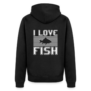 I love fish - Unisex Premium Organic Zip Hoodie - black - Back - Nico (187cm)
