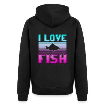 I love fish - Unisex Premium Organic Zip Hoodie - black - Back - Nico (187cm)