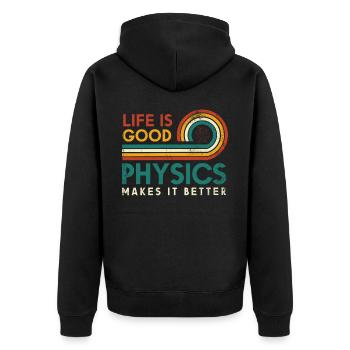 Das Leben Ist Gut Physik Macht Es Besser Physiker - Unisex Premium Bio Zip Hoodie - Schwarz - Hinten - Nico (187cm)