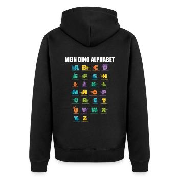 Dinosaurier Alphabet Arten Dino Typen - Unisex Premium Bio Zip Hoodie - Schwarz - Hinten - Nico (187cm)