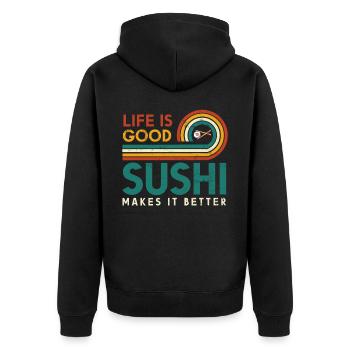 La vie est bonne Les sushis le rendent meilleur pour les sushis - Veste à capuche bio Premium Unisexe - noir - Dos - Nico (187cm)