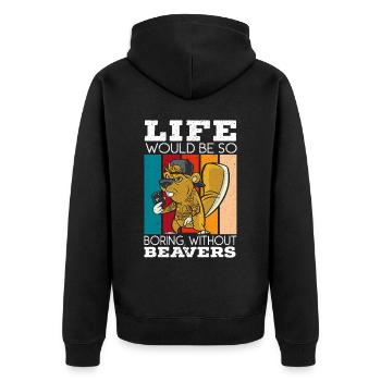 Das Leben wäre langweilig ohne Biber Biberliebhaber - Unisex Premium Bio Zip Hoodie - Schwarz - Hinten - Nico (187cm)
