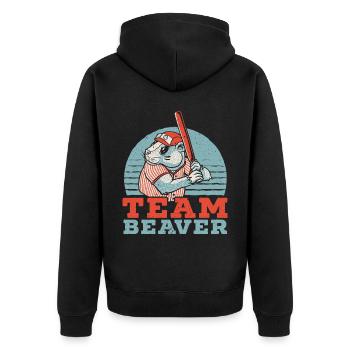 Team Biberflüsterer Wildtier Nagetier - Unisex Premium Bio Zip Hoodie - Schwarz - Hinten - Nico (187cm)