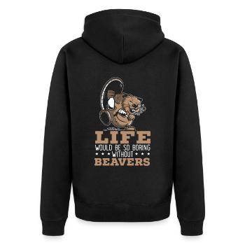Das Leben wäre langweilig ohne Biber Biberliebhaber - Unisex Premium Bio Zip Hoodie - Schwarz - Hinten - Nico (187cm)