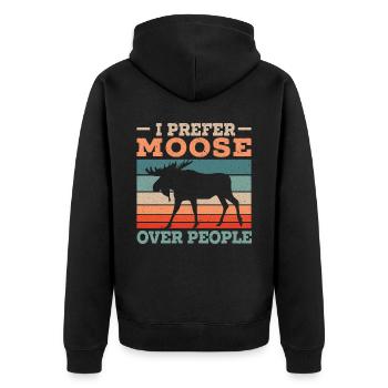 Je préfère l’orignal aux gens Animal Alces Elk Deer - Veste à capuche bio Premium Unisexe - noir - Dos - Nico (187cm)