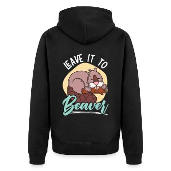Überlassen Sie es dem Biberliebhaber Wildtier Nagetier - Unisex Premium Bio Zip Hoodie - Schwarz - Hinten - Nico (187cm)