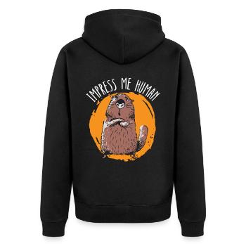 Impress Me Human Beaver Wildlife Animal Rodent - Unisex Premium Organic Zip Hoodie - black - Back - Nico (187cm)