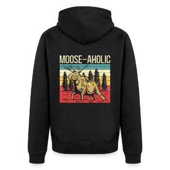 Moose-aholic Moose Wildlife Animal Alces Elk Deer - Veste à capuche bio Premium Unisexe - noir - Dos - Nico (187cm)
